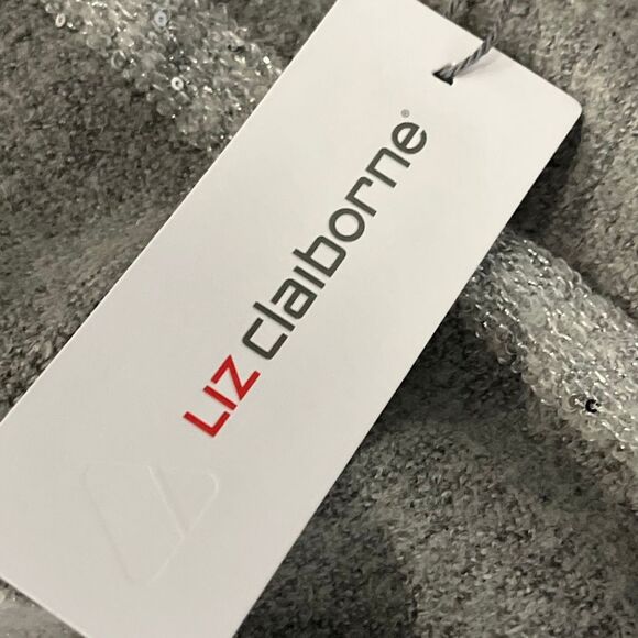 LIZ CLAIBORNE Womens Sweater XXL Crew Neck Long Sleeve Striped Pullover Gray NEW - Picture 14 of 16